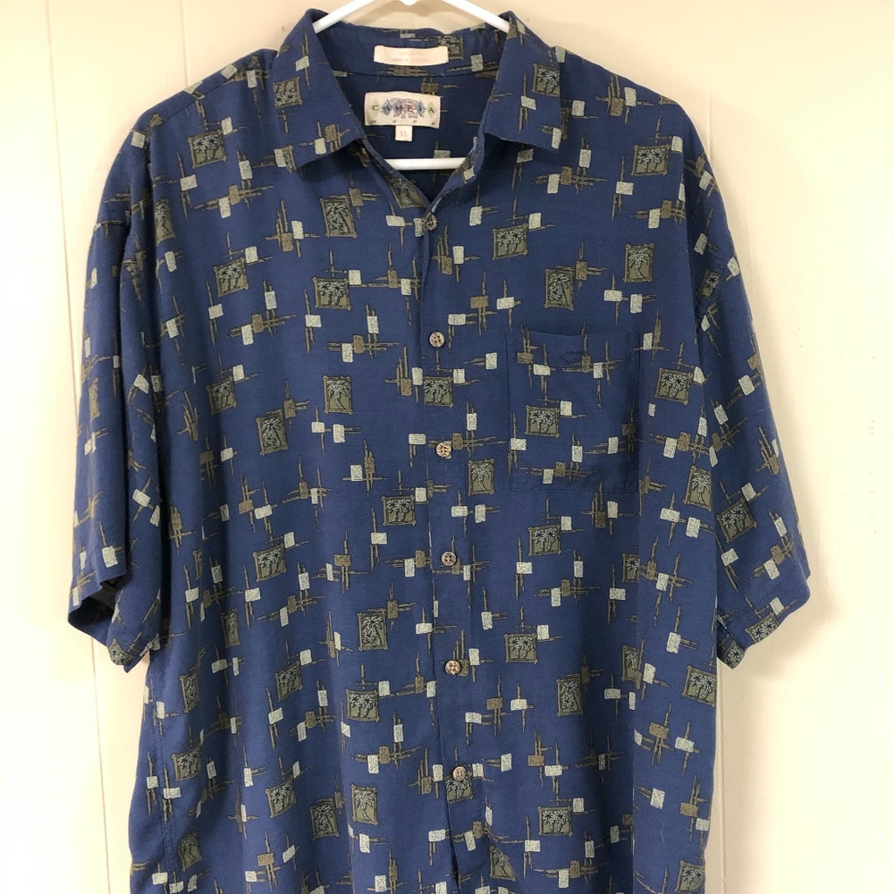 Campia Moda Rayon Hawaiian Blue Shirt XL